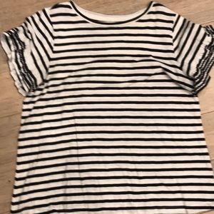 Striped LOFT Tee with Ruffle Sleeves